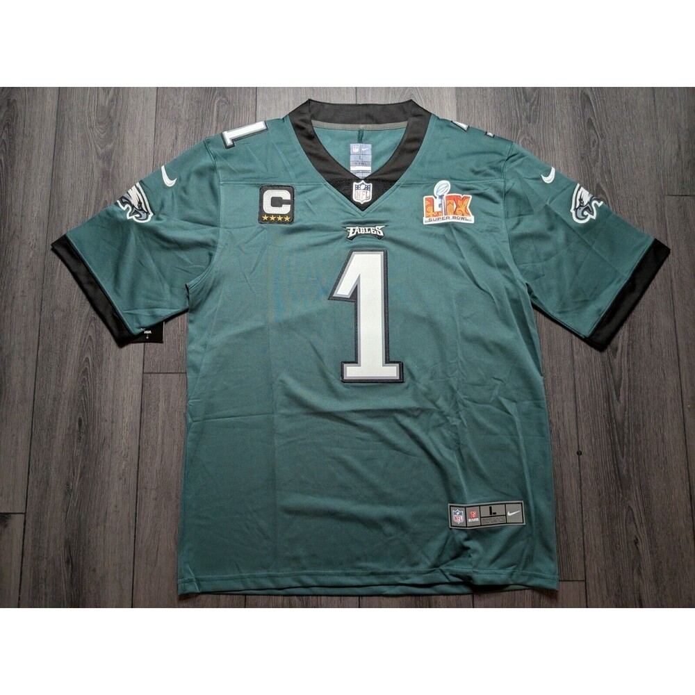 Jalen Hurts #1 Philadelphia Eagles 2025 Bowl Patch Stitched Jersey Large